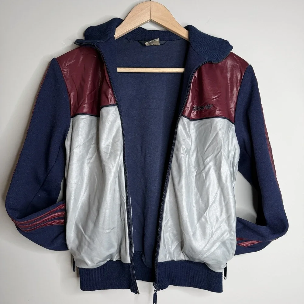 RARE VINTAGE ADIDAS SPORT JACKET 80S SHINY/GLANZEND SZ-S Cotton/Viscose‎ Blend